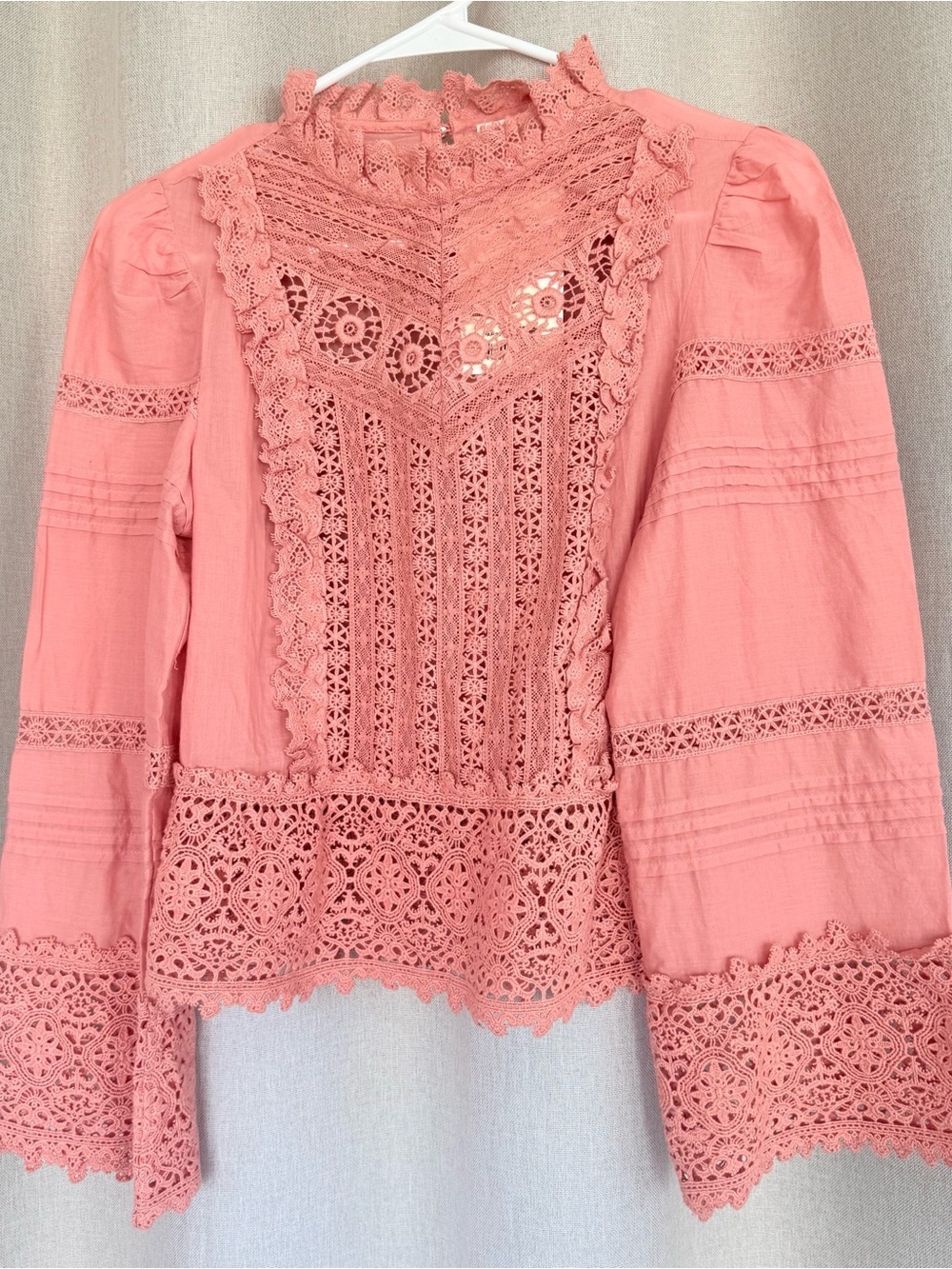 Sezane NWT Tomoe Rose Embroidered High Neck Long Sleeve Blouse FR 38 US S (6) - Picture 3 of 12